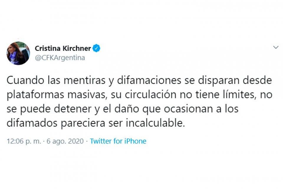 Cristina Kirchner explica por qué demandó a Google