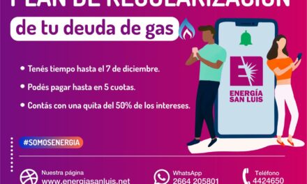 Energía San Luis prorrogó el Plan de Regularización