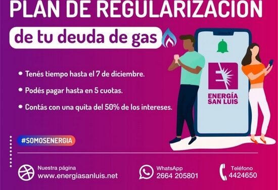 Energía San Luis lanza una moratoria con un 50% de quita de interés