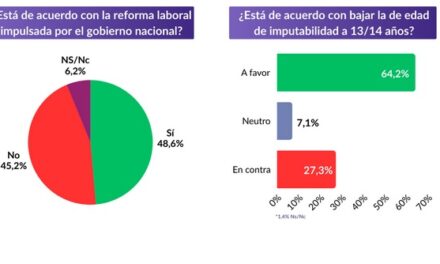 64,2% a favor de bajar la edad de imputabilidad y 48,6% acompaña los cambios en las relaciones laborales
