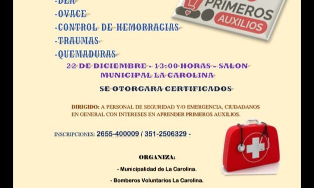 Bomberos voluntarios brindarán un curso gratuito de Primeros Auxilios